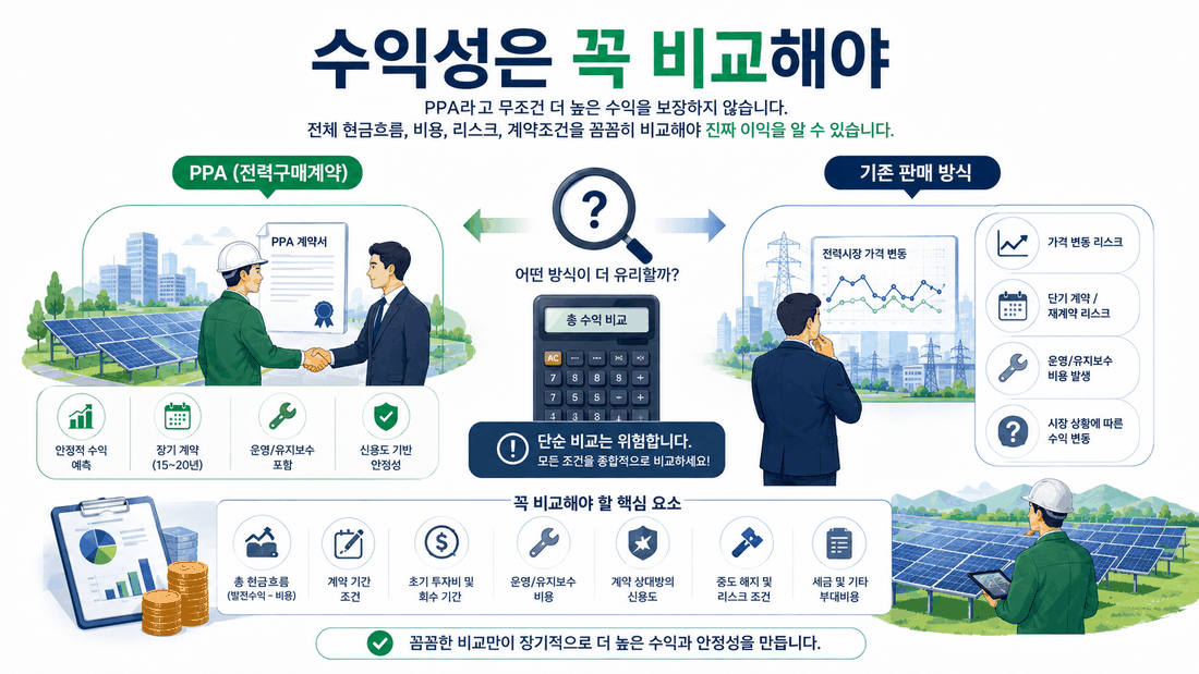 태양광 발전사업자의 PPA와 기존 판매 방식 수익성 비교