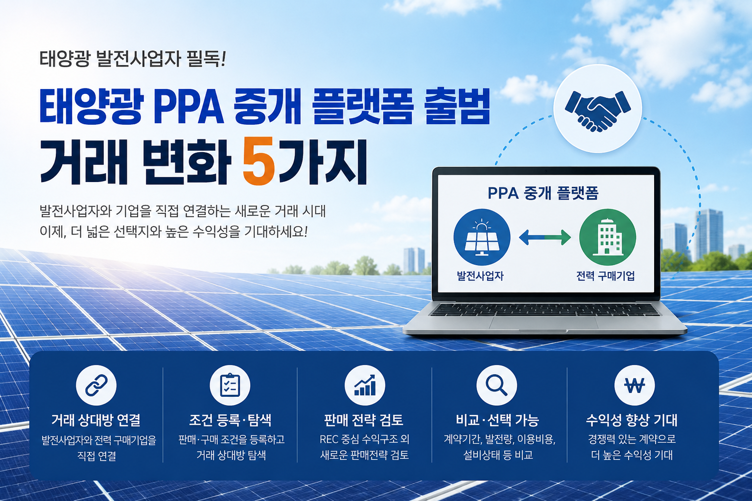 태양광 PPA 중개 플랫폼 출범과 발전사업자 거래 변화 5가지