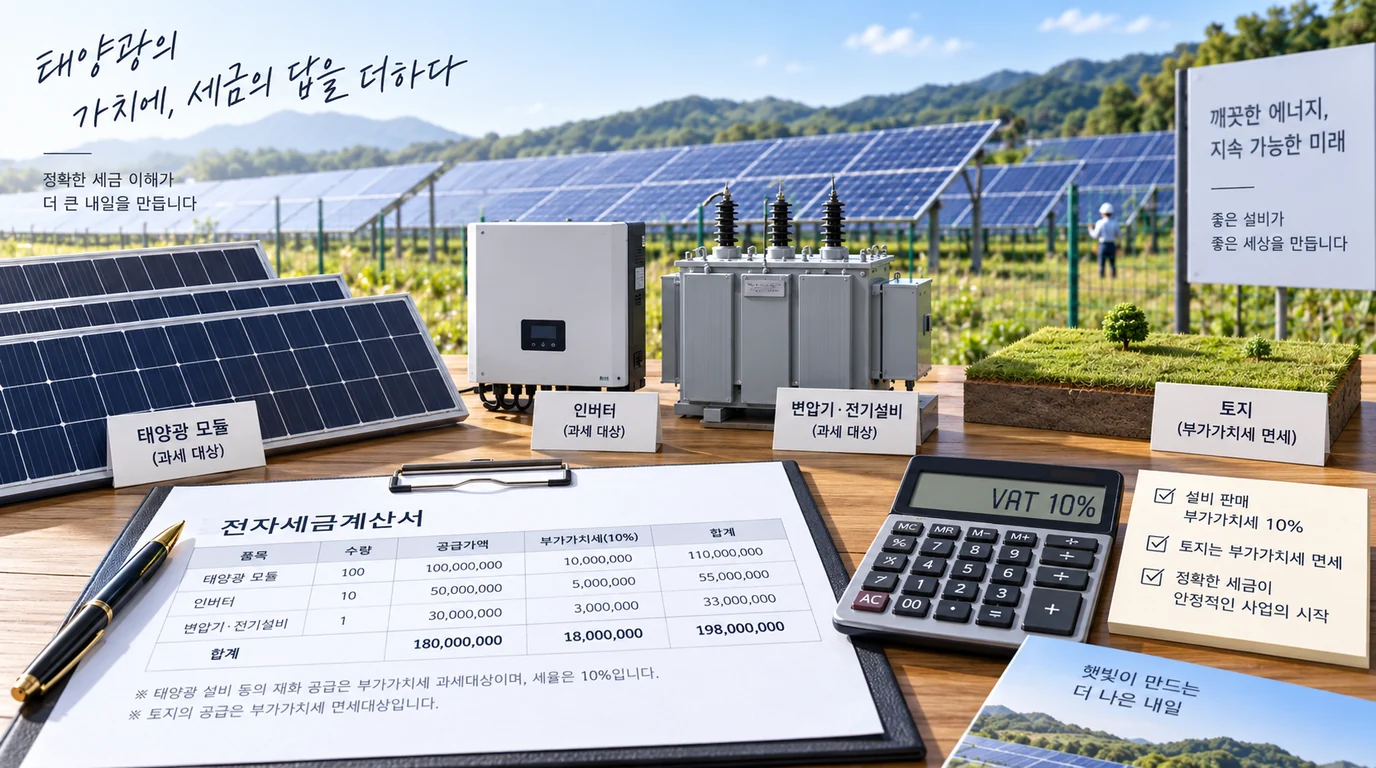 태양광 모듈 인버터 변압기 등 발전설비 매매 시 부가가치세를 확인하는 모습