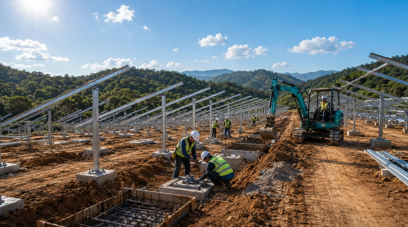 태양광 발전소 구조물 토목 기초공사와 100kW 설치비