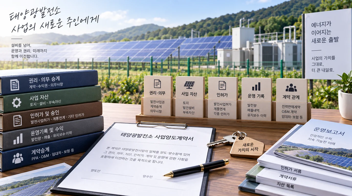 태양광 발전소 포괄양수도 시 사업의 권리와 의무를 승계하는 구조