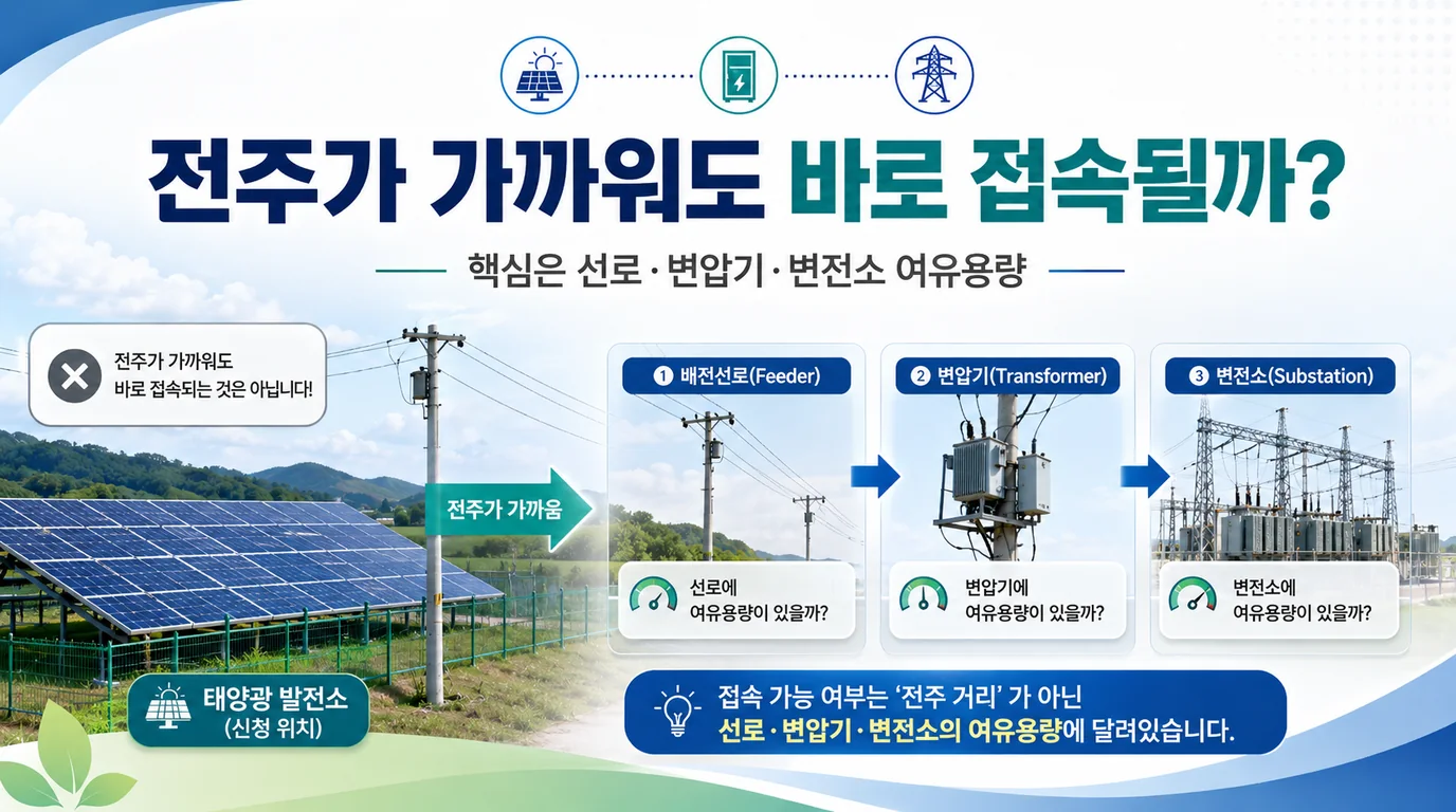 태양광 발전소 한전 전주와 태양광 계통연계 여유용량 확인
