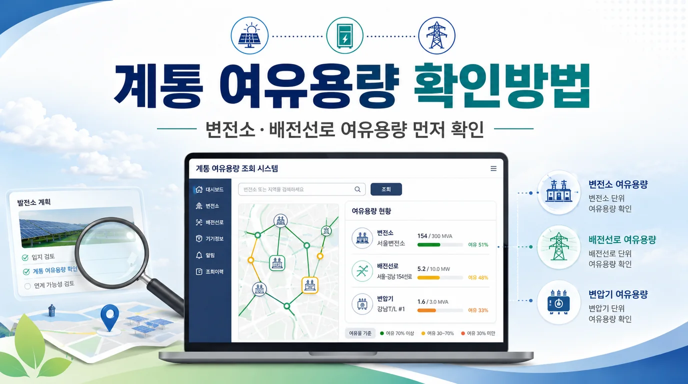 태양광 계통연계 여유용량 한전 온라인 확인방법