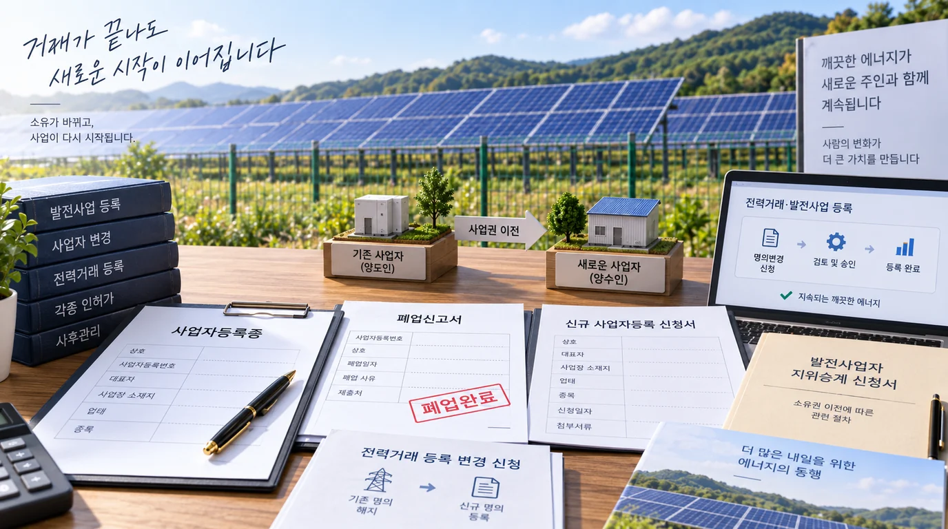 태양광 발전소 매매 후 사업자등록 폐업과 발전사업 명의변경 절차