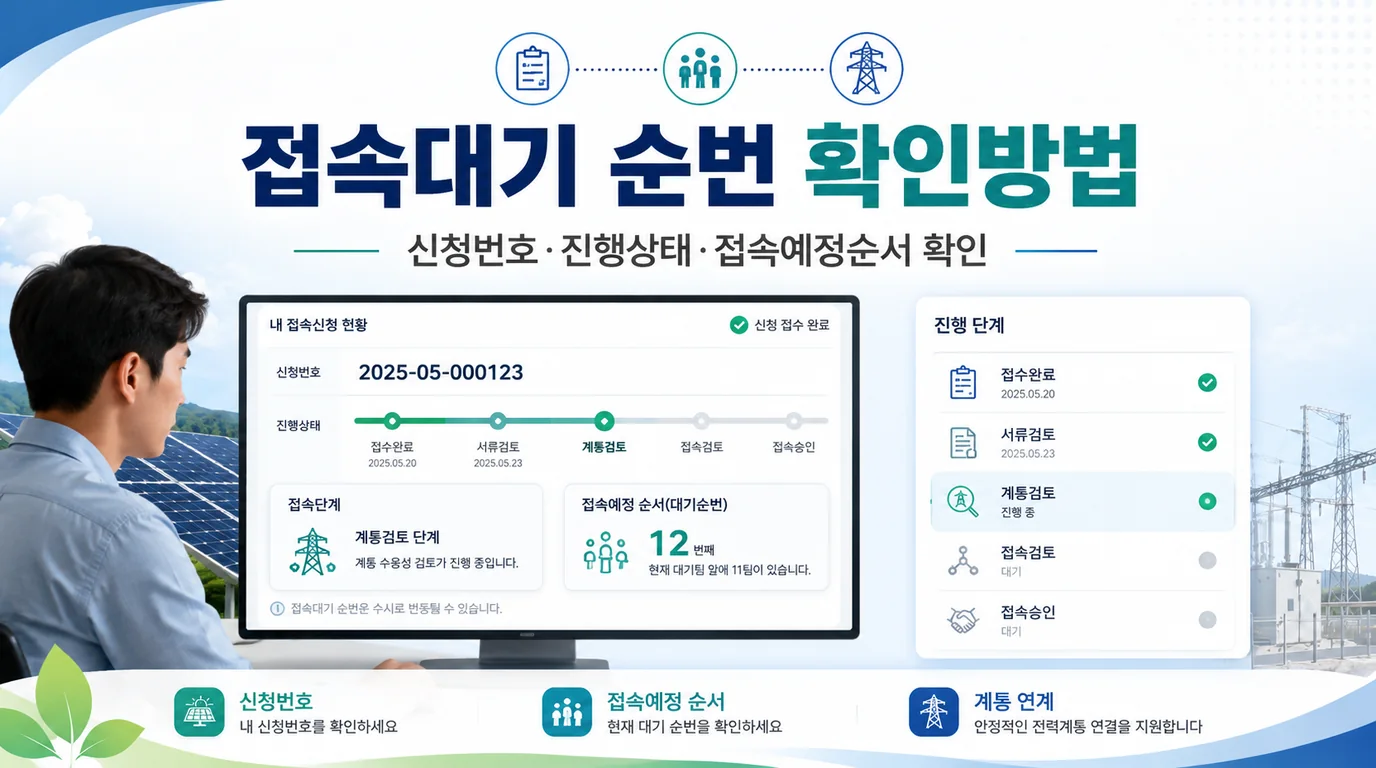 태양광 계통연계 한전 접속대기 순번과 진행상태 확인