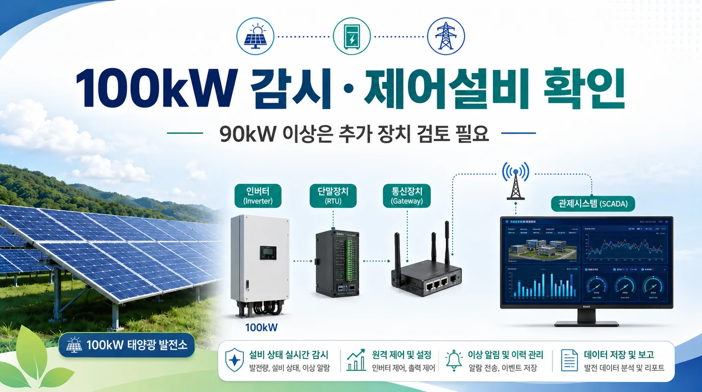 100kW 태양광 계통연계 감시제어설비와 통신장치