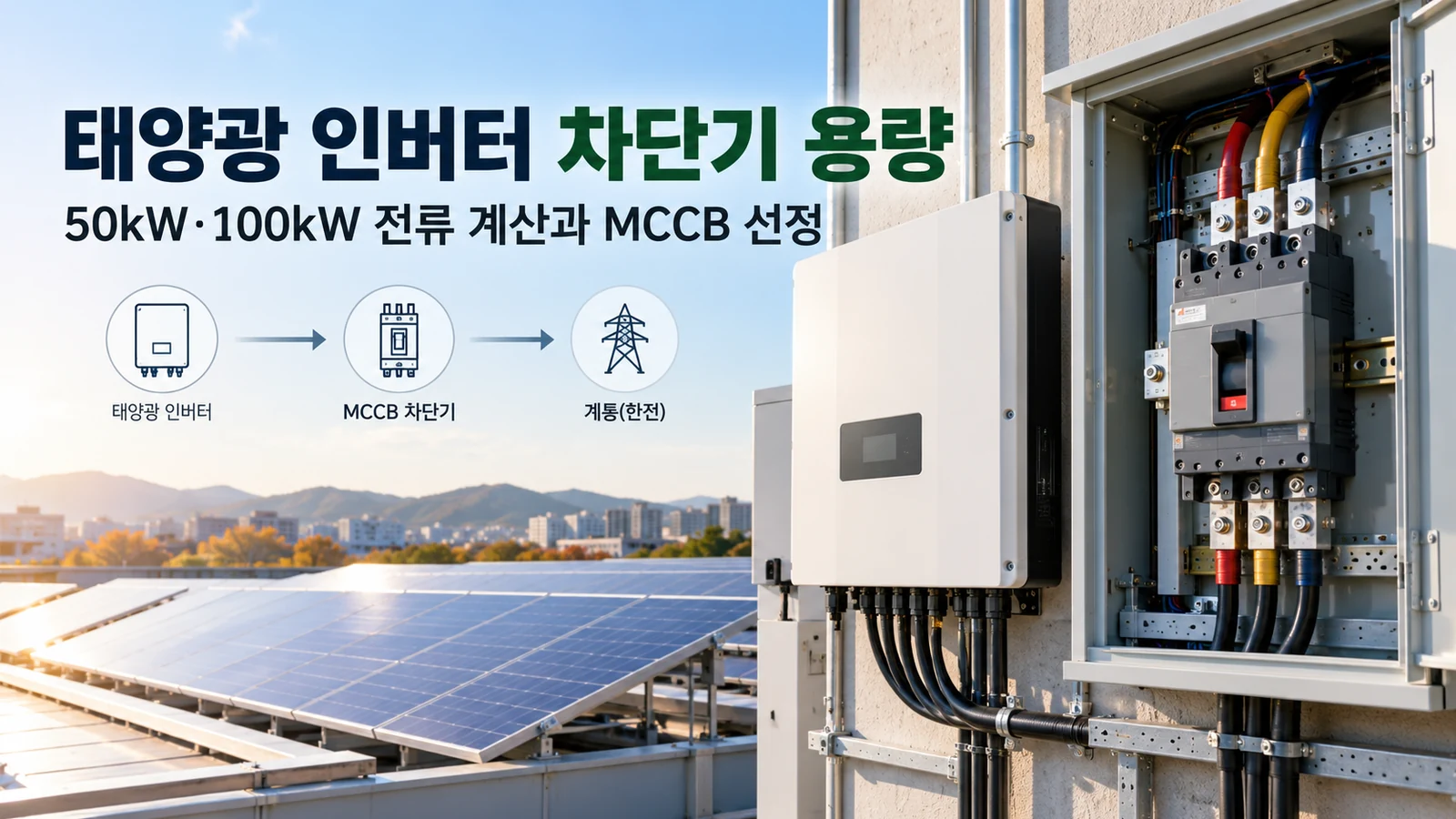 태양광 인버터 AC 차단기 용량과 50kW·100kW 전류 계산법 대표 이미지