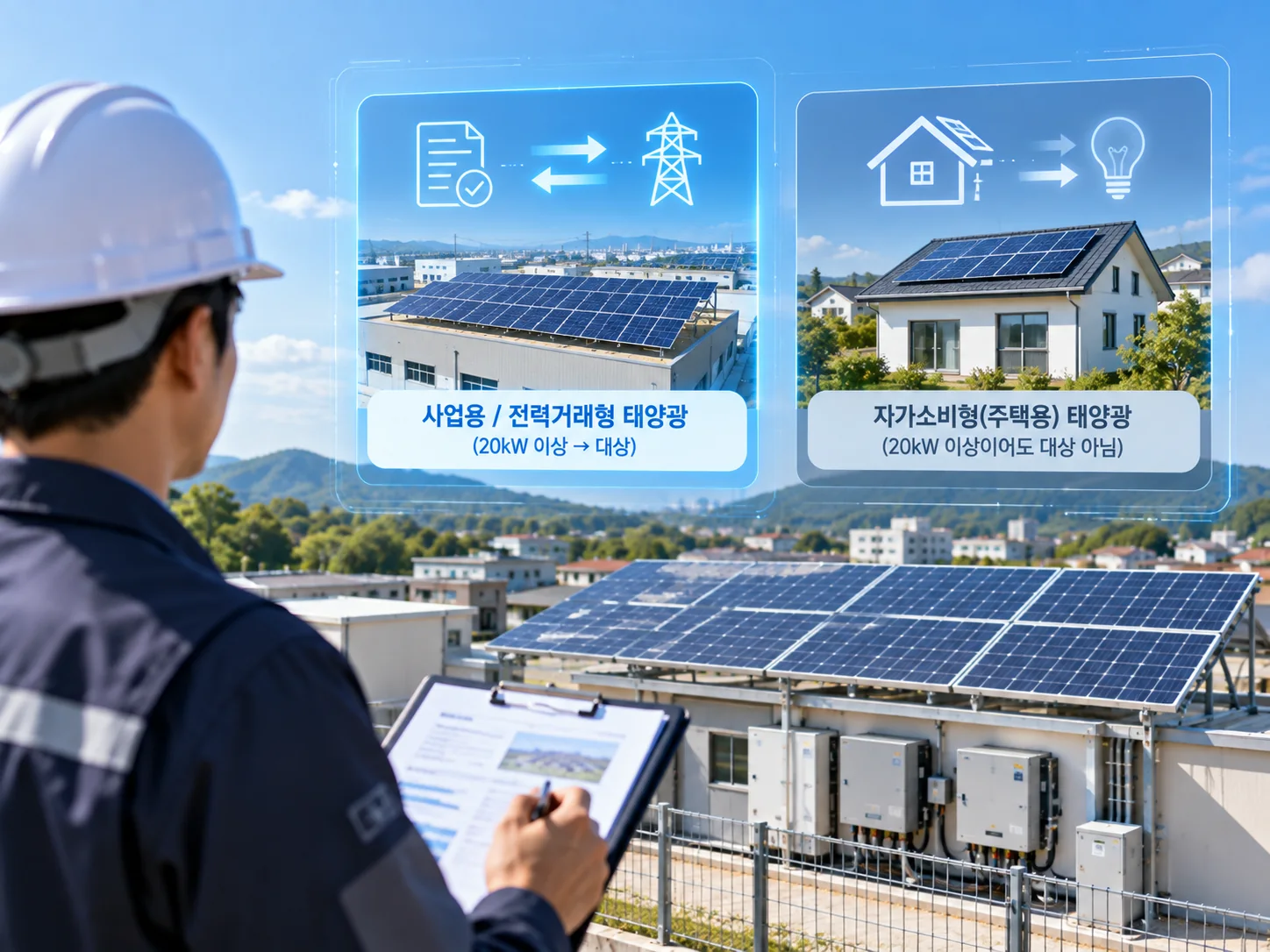 20kW 태양광 사업용과 자가소비형 원격제어 대상 비교
